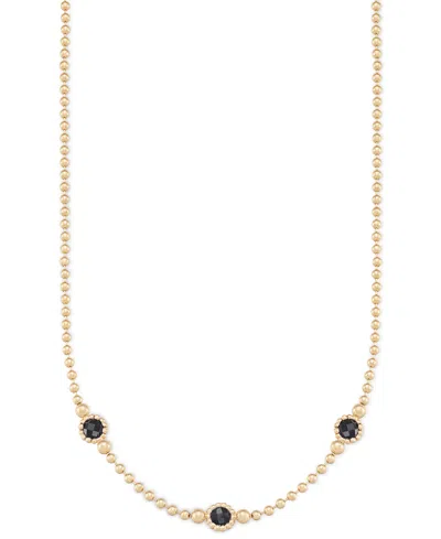 Macy's Amethyst Three Stone Bezel 18" Collar Necklace (3 Ct. T.w.) In 14k Gold-plated Sterling Silver (also In Onyx