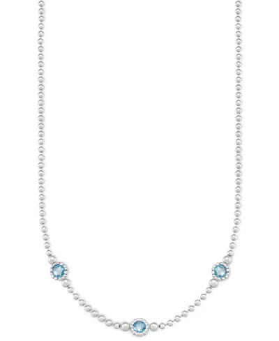 Macy's Amethyst Three Stone Bezel 18" Collar Necklace (3 Ct. T.w.) In 14k Gold-plated Sterling Silver (also In Sky Blue Topaz