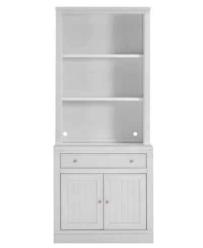 Macy's Amren 2-door Base With Drawer And Open Hutch In Gray