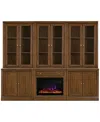 Macy's Amren 3 Door Hutches With 2 Door Base And Open Base With Drawer And Fireplace Insert In Brown