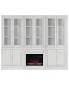 Macy's Furniture Amren Wood 3 Door Hutches With 2 Door Base And Open Base With Drawer Fireplace Insert In White