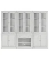 Macy's Amren 3 Stacked 2 Door Hutches With 2 Door Base And Open Base With Drawer In White