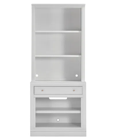 Macy's Amren 31" Wood Open Base With Drawer And Open Hutch In Gray