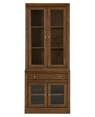 Macy's Amren 32" Wood 2 Door Drawer Base And 2 Door Hutch In Brown