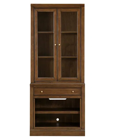 Macy's Amren 32" Wood Base With Drawer And Open Storage Hutch In Brown