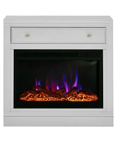 Macy's Amren 32" Wood Drawer Open Base With Fireplace Insert In Gray