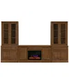 Macy's Amren 65" 2 Door Console And 2 Door Hutches With 2 Door Bases With Drawers And Fireplace Insert In Brown