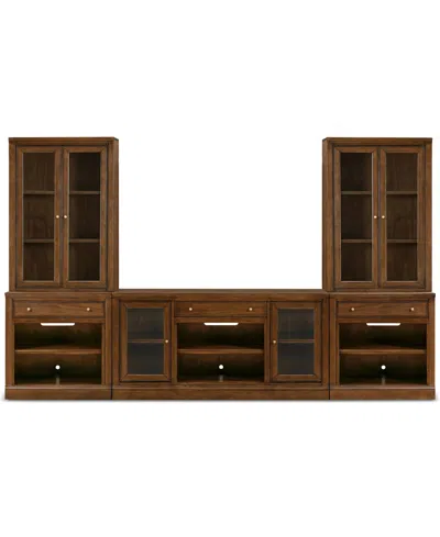 Macy's Amren 65" 2 Door Console And 2 Door Hutches With Open Base With Drawers In Brown