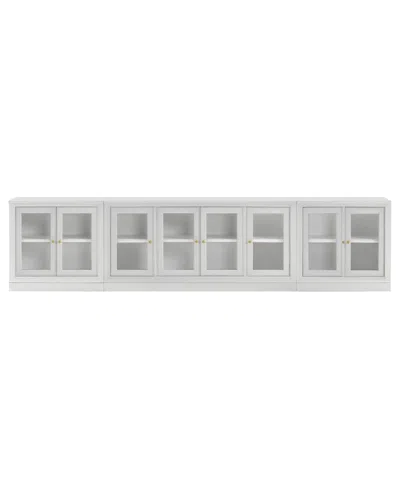 Macy's Amren 65" 2 Door Console With 2 Door Hutches And 2 Door Bases In White