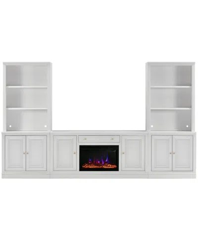 Macy's Amren 65" 2 Door Console With Fireplace And Open Hutches In Gray