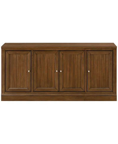 Macy's Amren 65" 4 Door Console And Open Bases With Drawers In Brown
