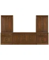 Macy's Amren 65" 4 Door Console With Door Hutches And 2 Door Bases With Drawer In Brown