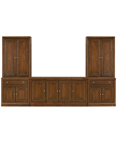 Macy's Amren 65" 4 Door Console With Door Hutches And 2 Door Bases With Drawer In Brown