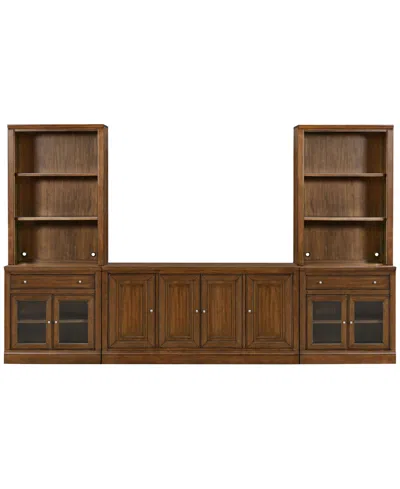 Macy's Amren 85" 4 Door Console And 2 Door Base With Drawer And Open Hutch In Brown