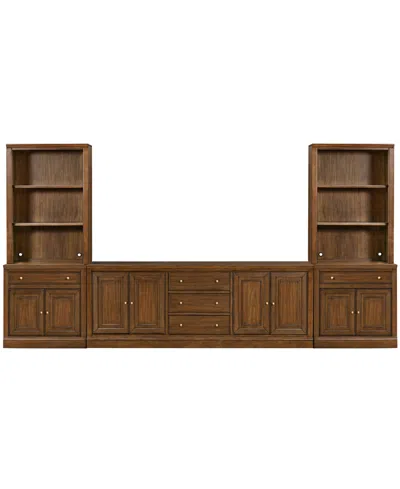 Macy's Amren 85" Wood 4 Door Console With Open Hutch In Brown