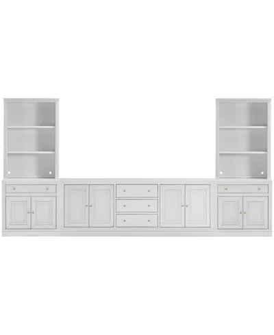 Macy's Amren 85" Wood 4 Door Console With Open Hutch In Gray