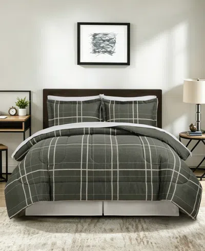 Macy's Annie Plaid Reversible Microfiber 8-piece Comforter Set In Green
