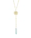 Macy's Aqua Or Aurora Borealis Quartz Sun Y-necklace In Aqua