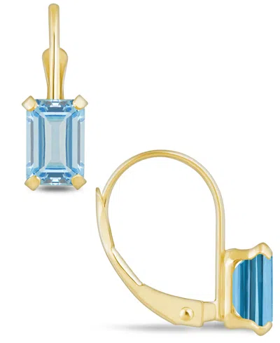 Macy's Aquamarine (1-1/10 Ct. T.w.) Leverback Earrings In 10k Yellow Gold Or White Gold