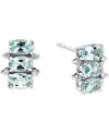 Macy's Aquamarine (1-1/2 Ct. T.w.) & Diamond Accent Oval Trio Stud Earrings In 14k White Gold In Aquamarine