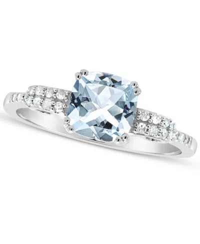 Macy's Aquamarine (1-1/4 Ct. T.w.) And Diamond (1/10 Ct. T.w.) Ring In Sterling Silver