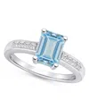 Macy's Aquamarine (1-3/8 Ct .t.w.) And Diamond (1/8 Ct .t.w.) Ring In 14k Yellow Gold In White Gold