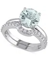 Macy's Aquamarine (1-5/8 Ct. T.w.) & Lab-grown White Sapphire (3/8 Ct. T.w.) Bridal Set In 10k White Gold In Aquamarine