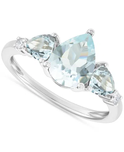 Macy's Aquamarine (1-7/8 Ct. T.w.) & Diamond (1/20 Ct. T.w.) Ring In 14k White Gold