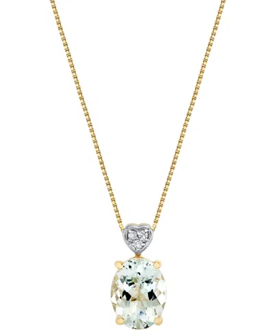 Macy's Aquamarine (1-9/10 Ct. T.w.) & Diamond Accent Pendant Necklace In 10k Yellow Gold