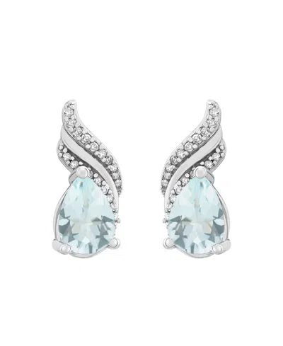 Macy's Aquamarine (1-1/5 Ct. T.w.) & Diamond (1/10 Ct. T.w.) Earrings In Sterling Silver