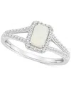 Macy's Aquamarine (1/2 Ct. T.w.) & Diamond (1/4 Ct. T.w.) Split Shank Ring In Sterling Silver (also In Opal In Opal