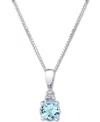 Macy's Aquamarine (1/3 Ct. T.w.) & Diamond Accent 18" Pendant Necklace In 14k White Gold In Aquamarine
