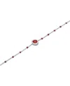 Macy's Aquamarine (1/5 Ct. T.w.) & Enamel Bead Link Bracelet In Sterling Silver (also In Additional Gemston In Garnet