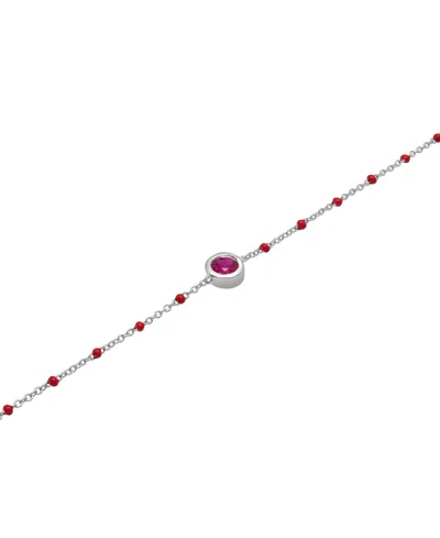 MACY'S AQUAMARINE (1/5 CT. T.W.) & ENAMEL BEAD LINK BRACELET IN STERLING SILVER (ALSO IN ADDITIONAL GEMSTON
