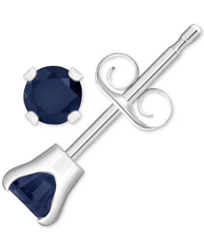 Macy's Aquamarine (1/5 Ct. T.w.) Solitaire Stud Earrings In 14k Gold (also In Sapphire, Emerald & Ruby) In Sapphire,white Gold