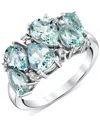 Macy's Aquamarine (2-3/4 Ct. T.w.) & Diamond Accent Pear Cluster Ring In 10k White Gold In Aquamarine