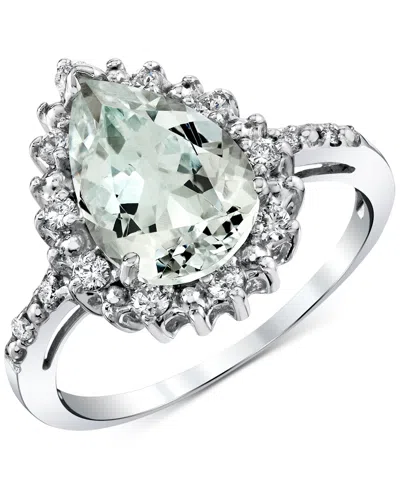 Macy's Aquamarine (2-3/8 Ct. T.w.) & Diamond (1/4 Ct. T.w.) Pear Shaped Ring In Sterling Silver