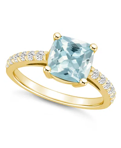 Macy's Aquamarine (2 Ct. T.w.) And Diamond (1/3 Ct. T.w.) Ring In 14k Yellow Gold