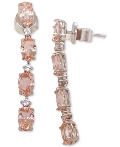 Macy's Aquamarine (3-1/5 Ct. T.w.) & White Topaz (5/8 Ct. T.w.) Linear Drop Earrings In Sterling Silver (al In Morganite