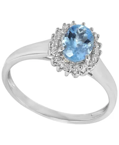 Macy's Aquamarine (5/8 Ct. T.w.) & Diamond (1/8 Ct. T.w.) Ring In 14k White Gold In Multi