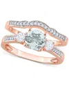Macy's Aquamarine (5/8 Ct. T.w.) & Lab-grown White Sapphire (1/3 Ct. T.w.) Bridal Set In 10k Rose Gold In Aquamarine