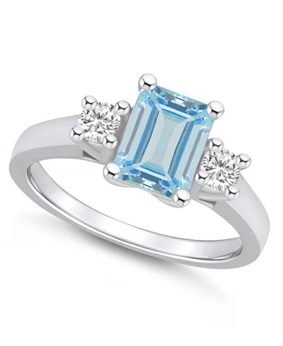 Macy's Aquamarine And Diamond Ring (1-3/8 Ct.t.w And 1/4 Ct.t.w) 14k White Gold