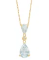 Macy's Aquamarine Pear (1-1/2 Ct. T.w.) & Diamond Accent Pendant Necklace In 14k Yellow Gold, 18" In Aquamarine
