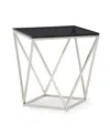Macy's Aria 22" Smoked Glass And Polished Stainless Steel End Table In Pol Stainless Steel,smoked Glass