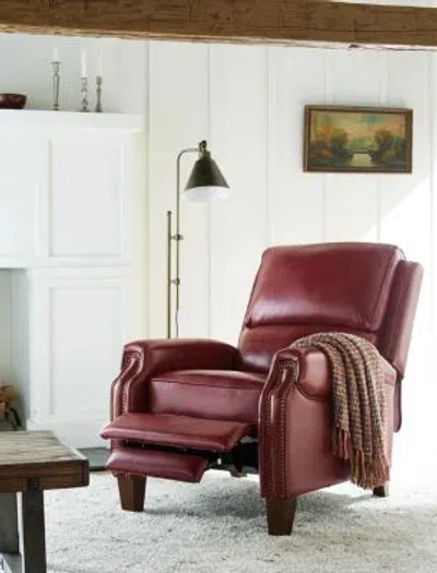 Macy's Arianlee 31.5 Leather Push Back Recliner In Burgundy