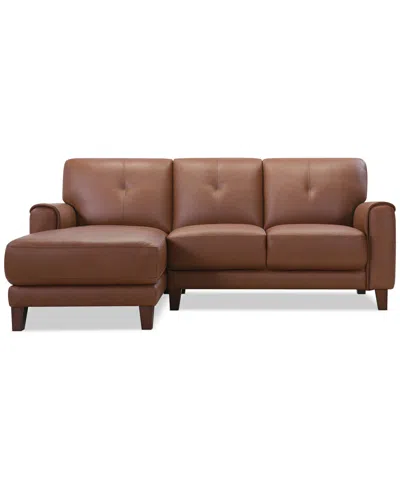 Macy's Ashlinn 2-pc. Leather Chaise Sofa, Exclusively At  In Brown