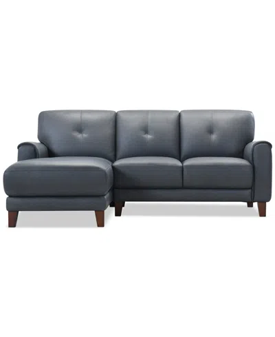 Macy's Ashlinn 2-pc. Leather Chaise Sofa, Exclusively At  In Gray