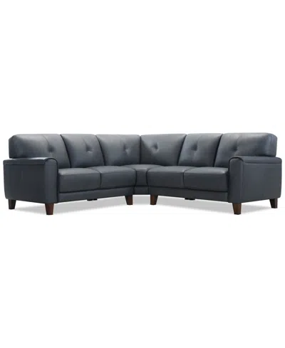 Macy's Ashlinn 3-pc. Leather L Sectional, Exclusively At  In Blue