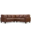 Macy's Ashlinn 3-pc. Leather L Sectional, Exclusively At  In Brown