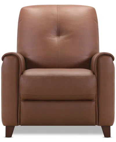 Macy's Ashlinn 35" Pushback Leather Recliner, Exclusively At  In Brown